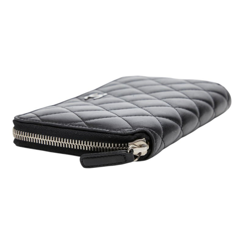 Chanel Matelasse Black Leather Long Wallet (Bi-Fold)