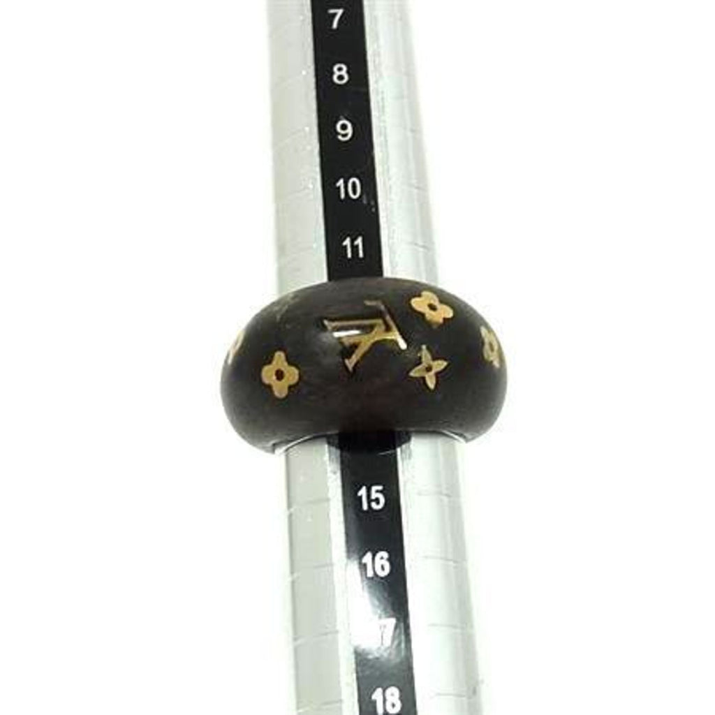 Louis Vuitton Gold Brown Wood Band Ring