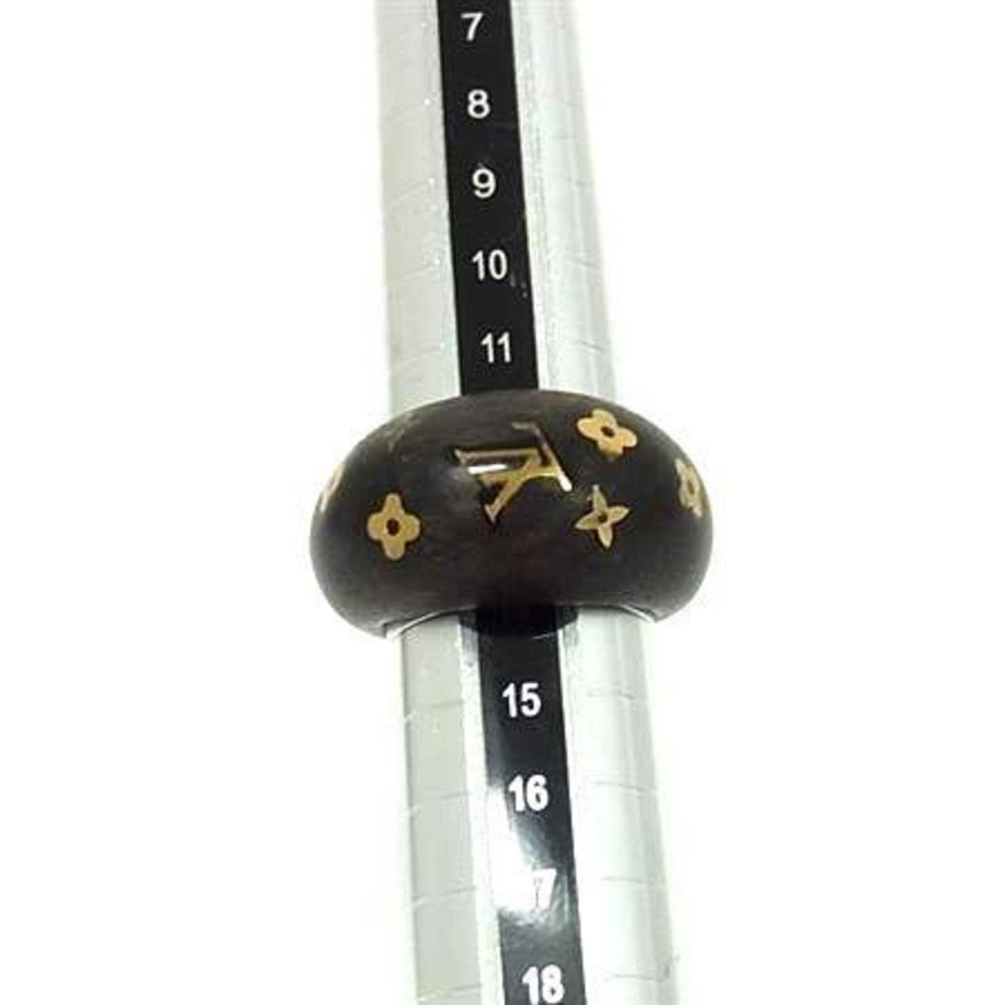 Louis Vuitton Gold Brown Wood Band Ring