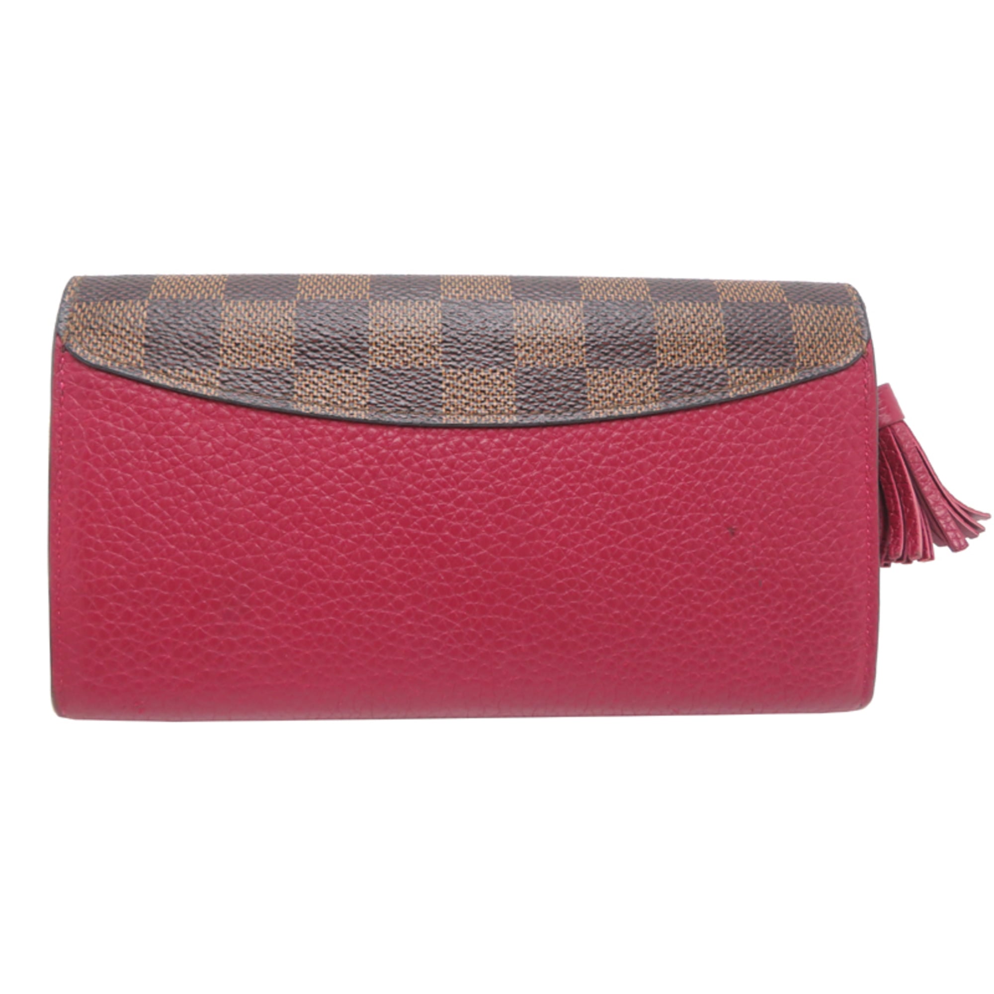 Louis Vuitton Red Color Damier Canvas Leather Long Wallet