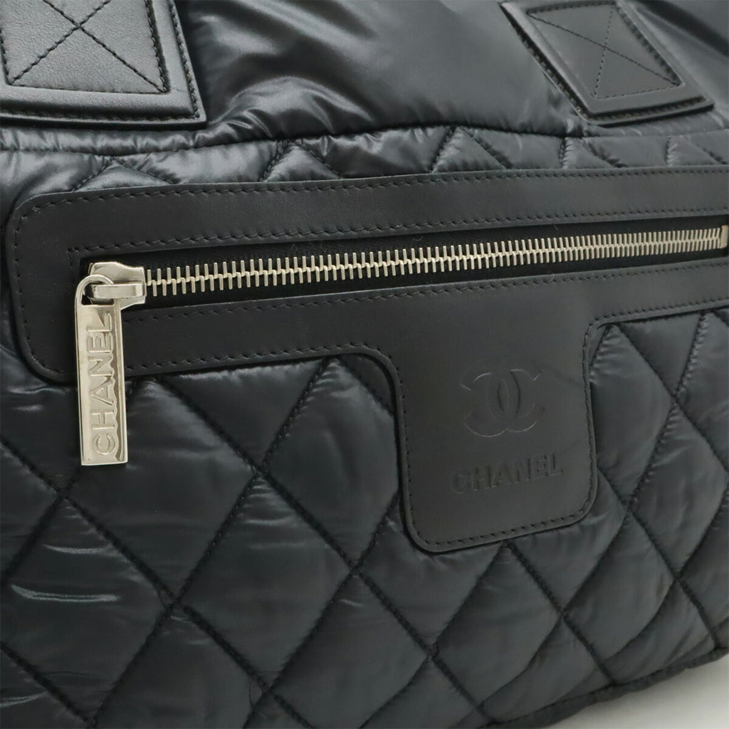 Chanel Black Nylon Leather Handbag Tote Bag