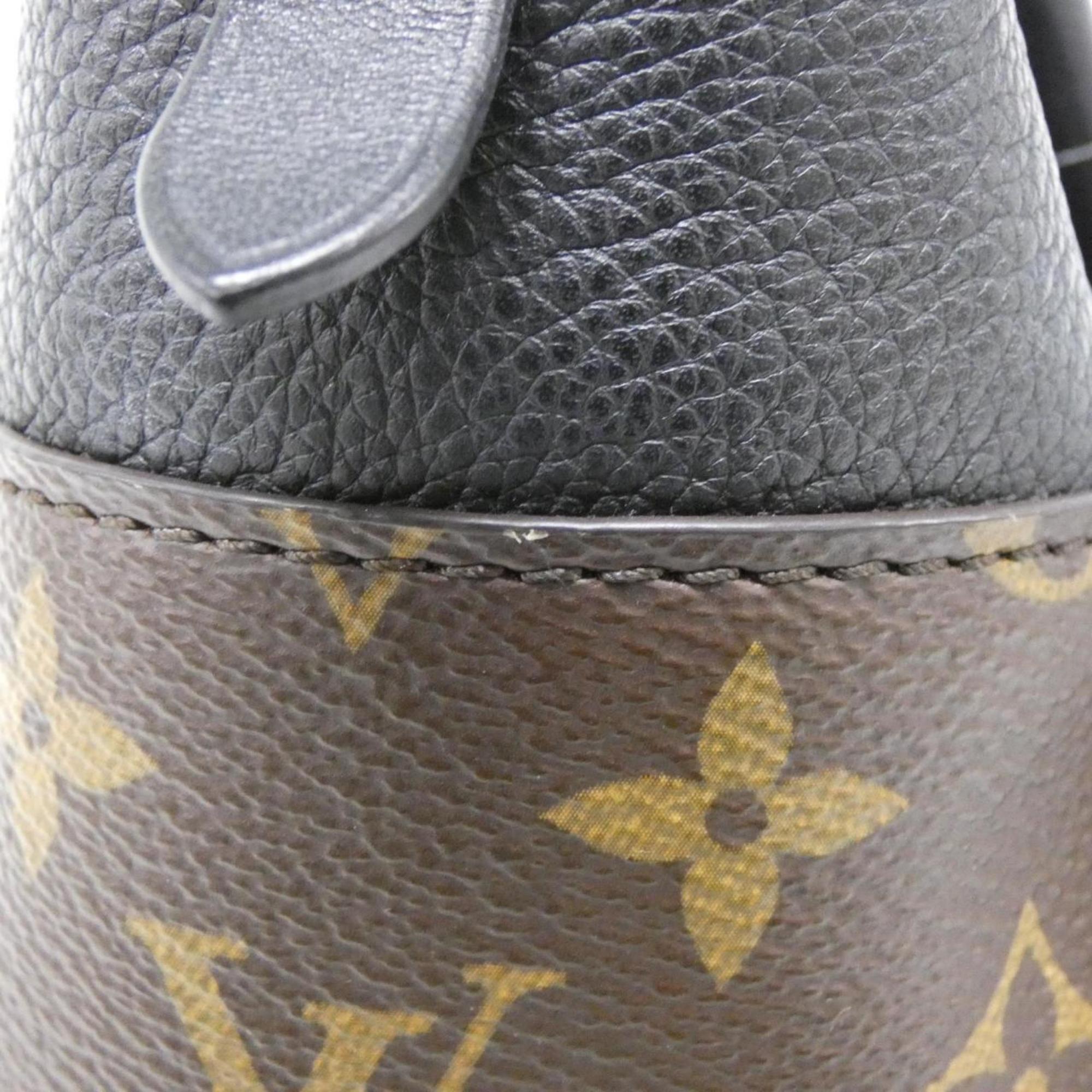 Louis Vuitton Black Leather Coated Canvas Handbag