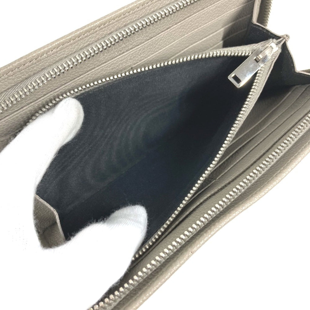 Saint Laurent Gray Leather Long Wallet (Bi-Fold) (Pre-Owned)