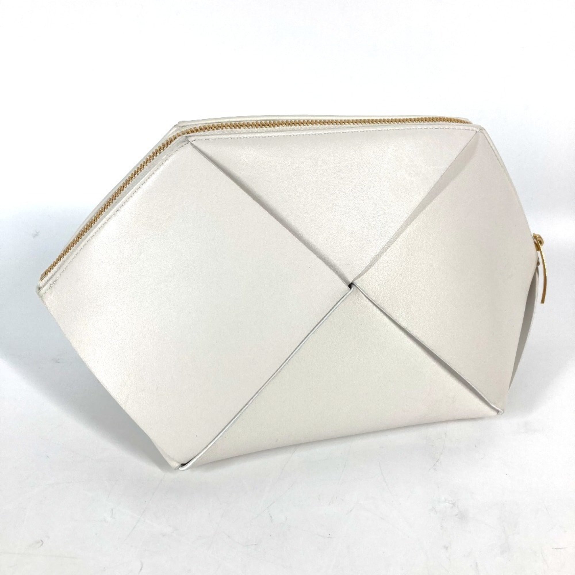 Bottega Veneta White Leather Clutch Bag Pouch