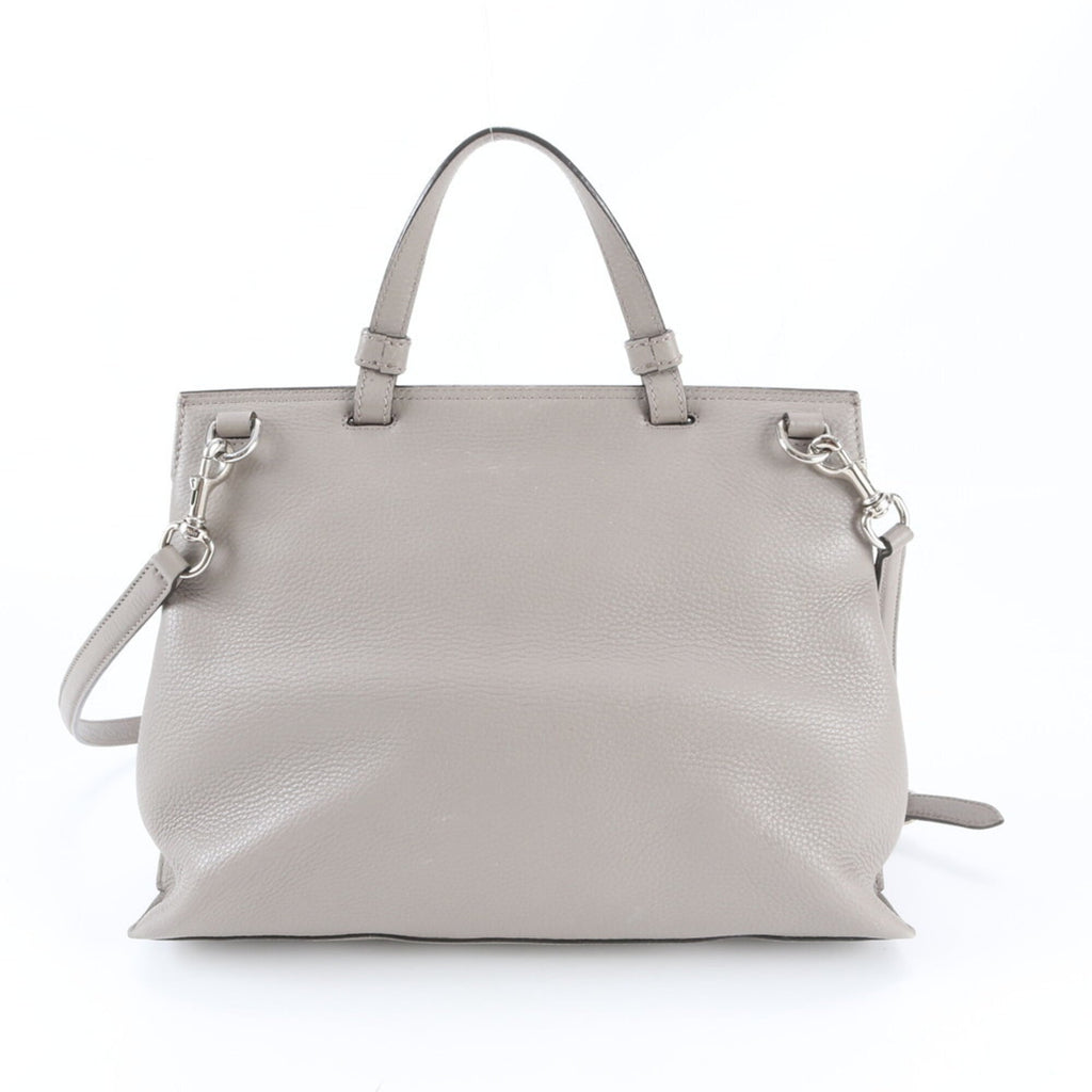 Gucci Bamboo Grayish Leather Handbag Shoulder Bag (Pre-Owned)