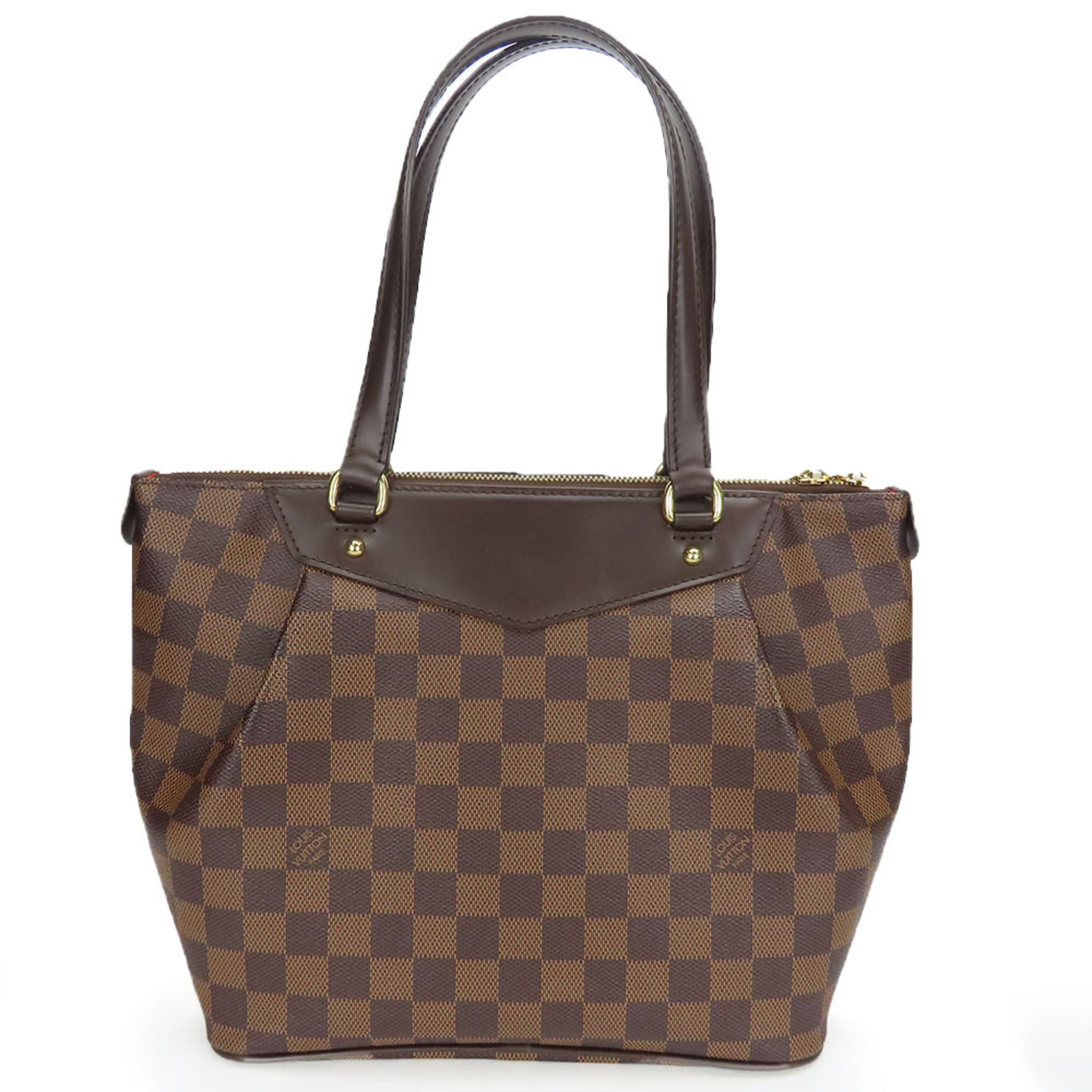 Louis Vuitton Brown Damier Canvas Leather Tote Bag
