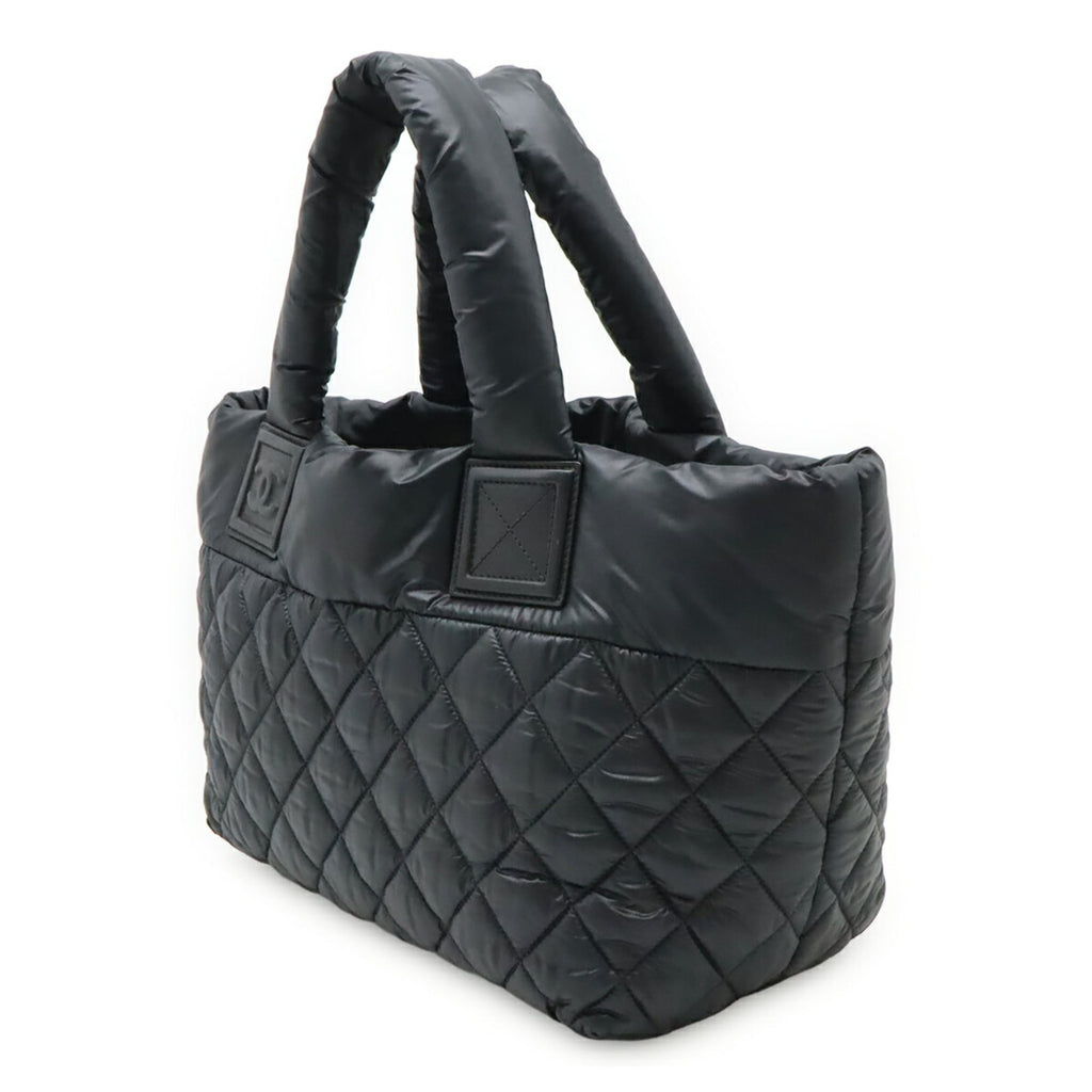 Chanel Black Nylon Leather Handbag Tote Bag