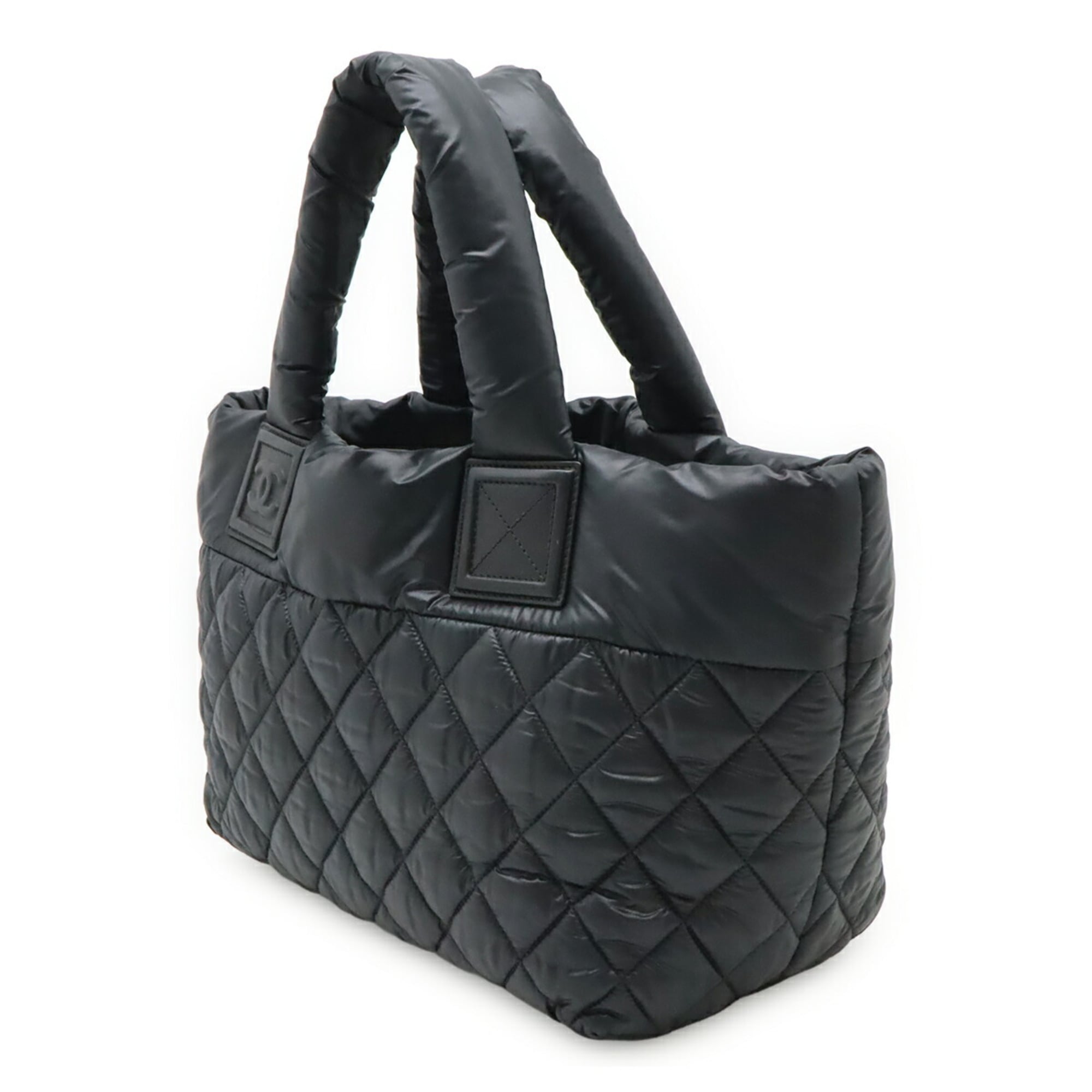 Chanel Black Nylon Leather Handbag Tote Bag
