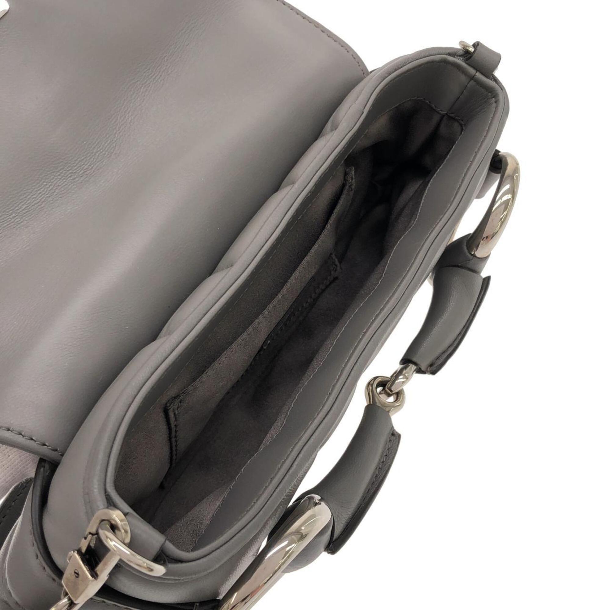 Gucci Gray Quilting Leather Shoulder Bag (Pre-Owned)