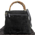 Gucci Black Suede Bamboo Handbag (Pre-Owned)