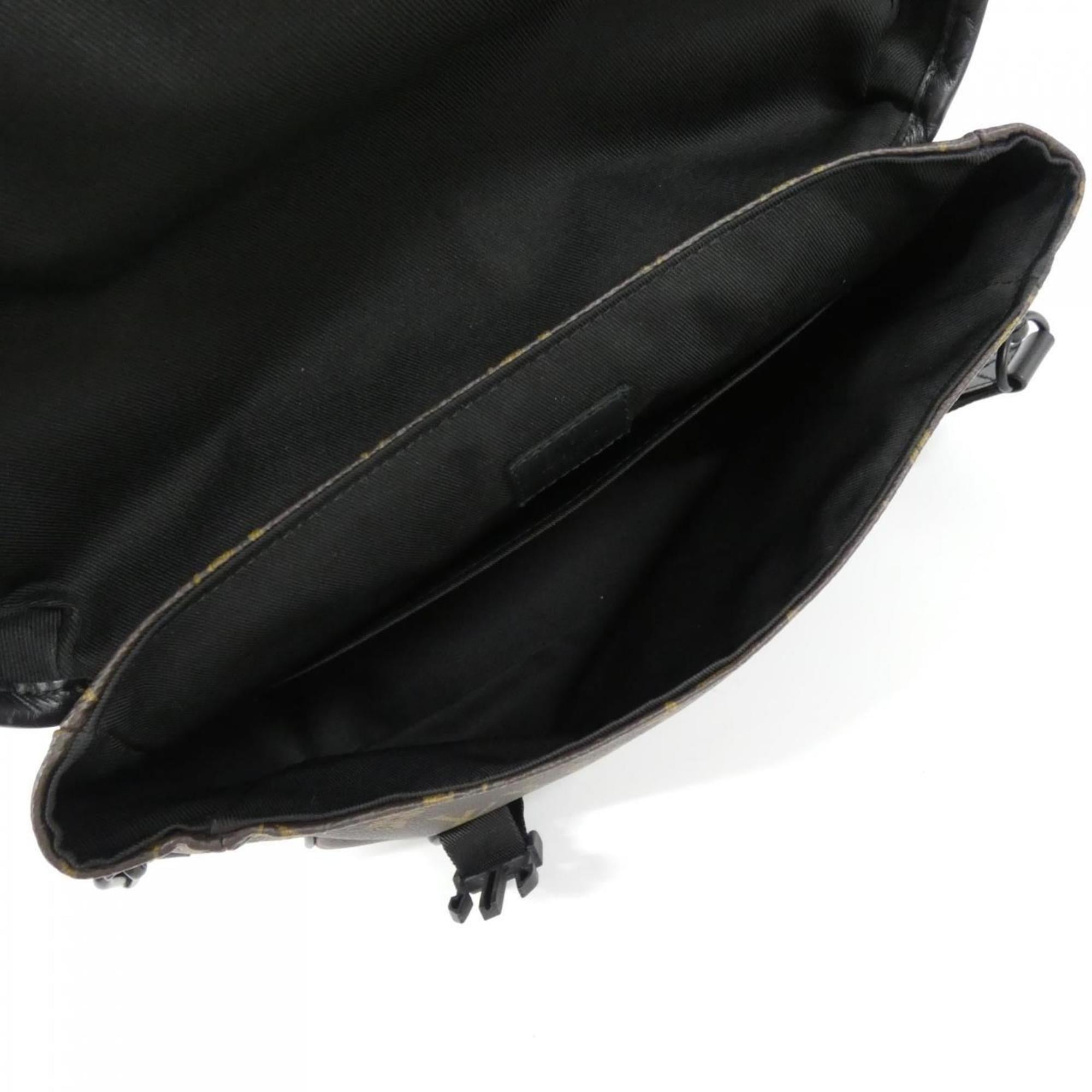 Louis Vuitton Black Brown Coated Canvas Shoulder Bag