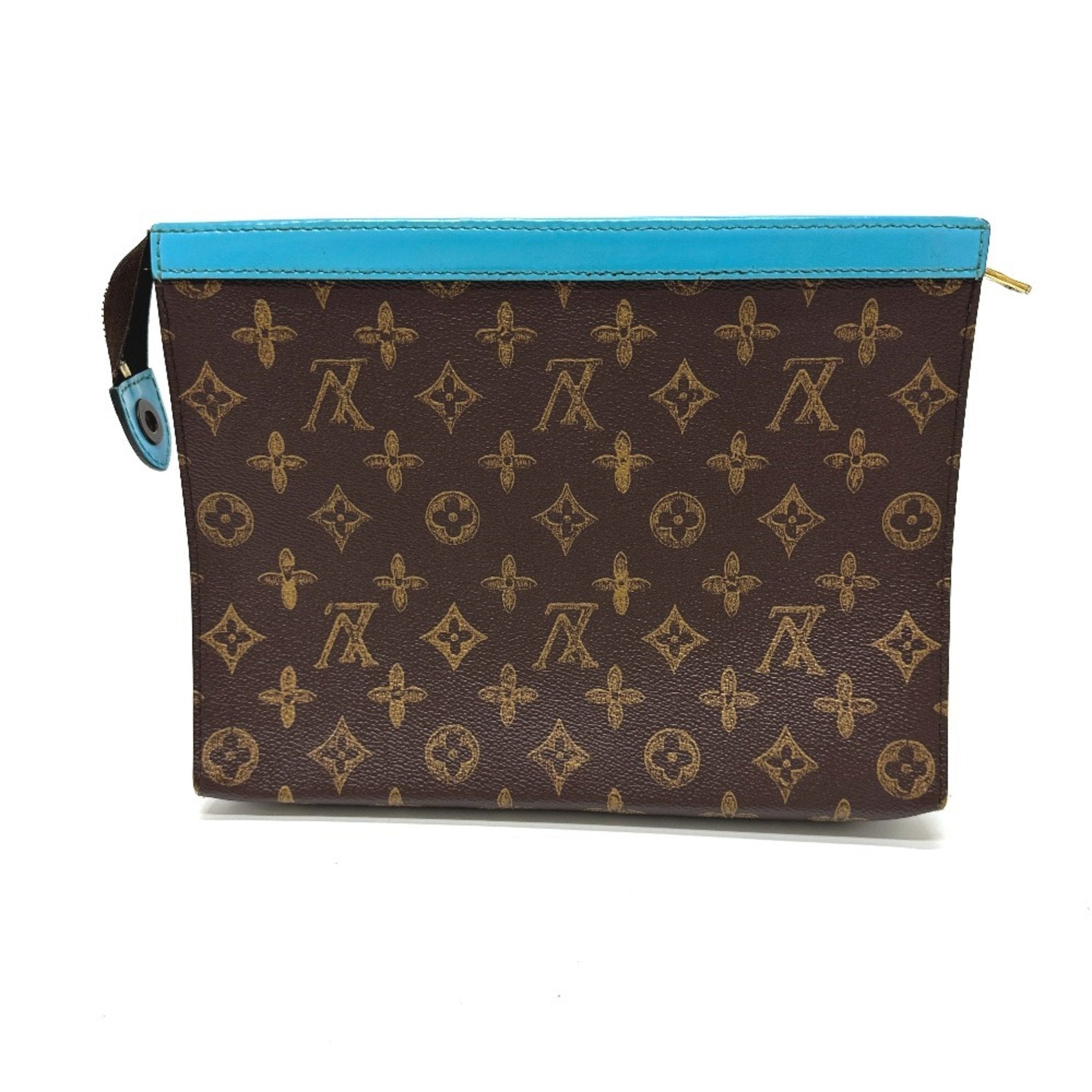 Louis Vuitton Blue Brown Monogram Clutch Bag Pochette