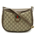 Gucci Gg Plus Beige Brown Green Red Color Coated Canvas Leather Pochette Shoulder Bag (Pre-Owned)