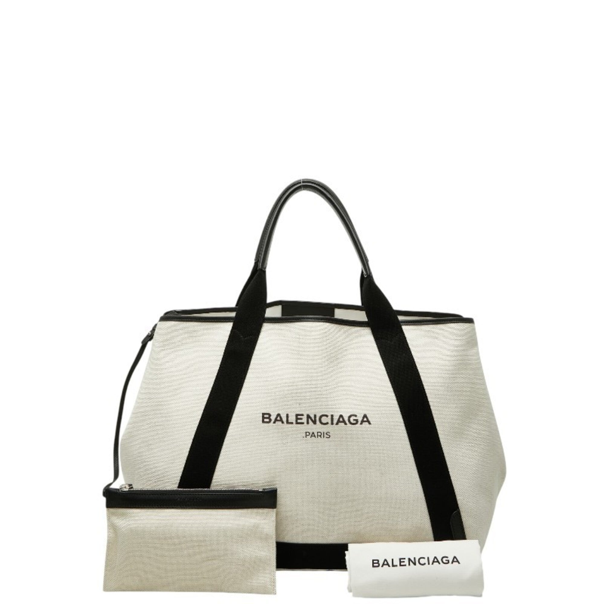 Balenciaga Black White Canvas Leather Handbag Tote