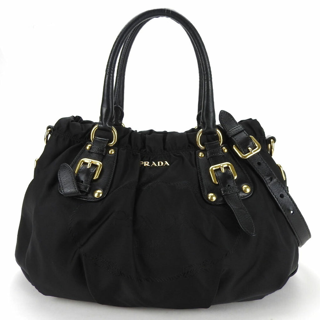 Prada Black Nylon Leather Handbag