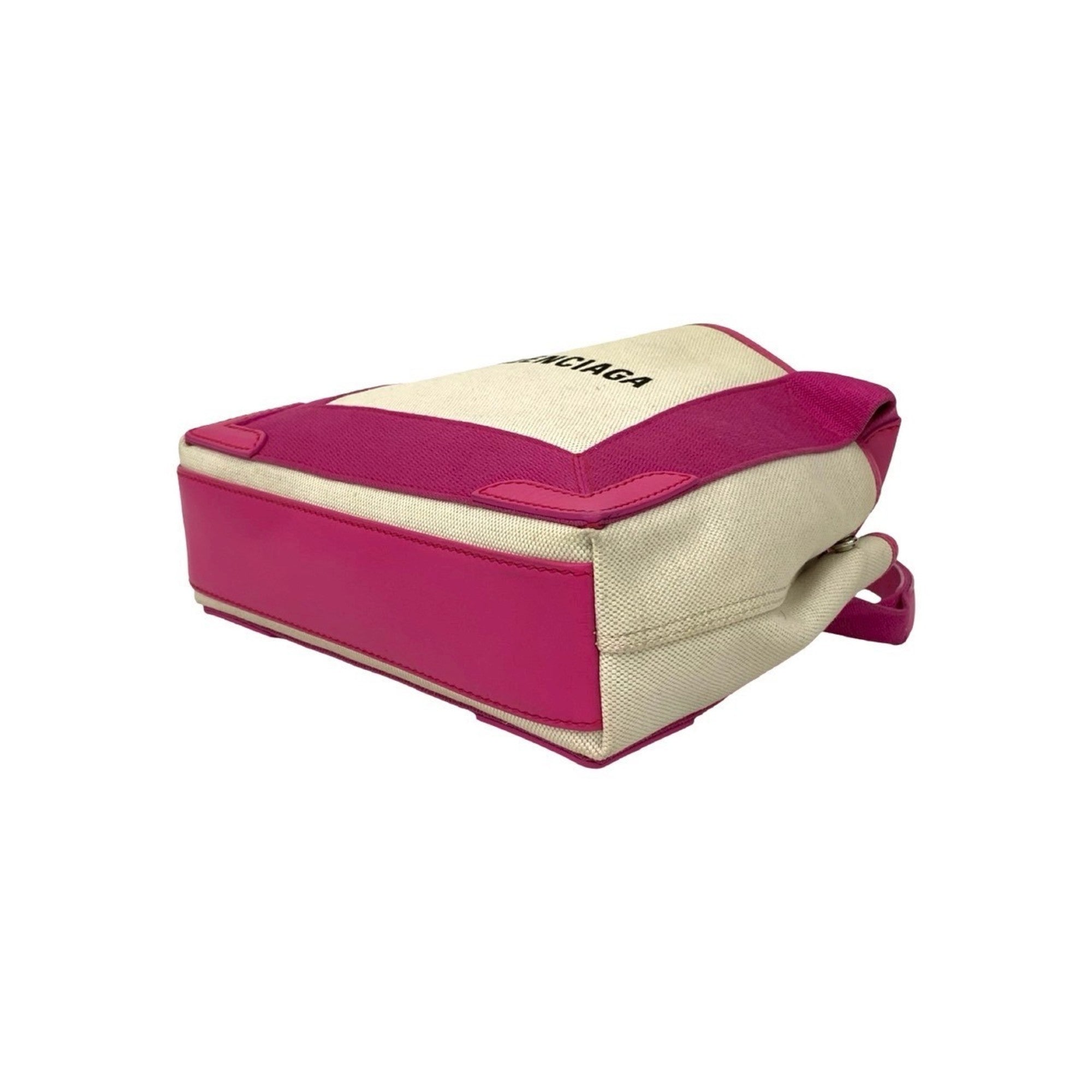 Balenciaga Ivory Pink Canvas Leather Handbag Pouch Shoulder