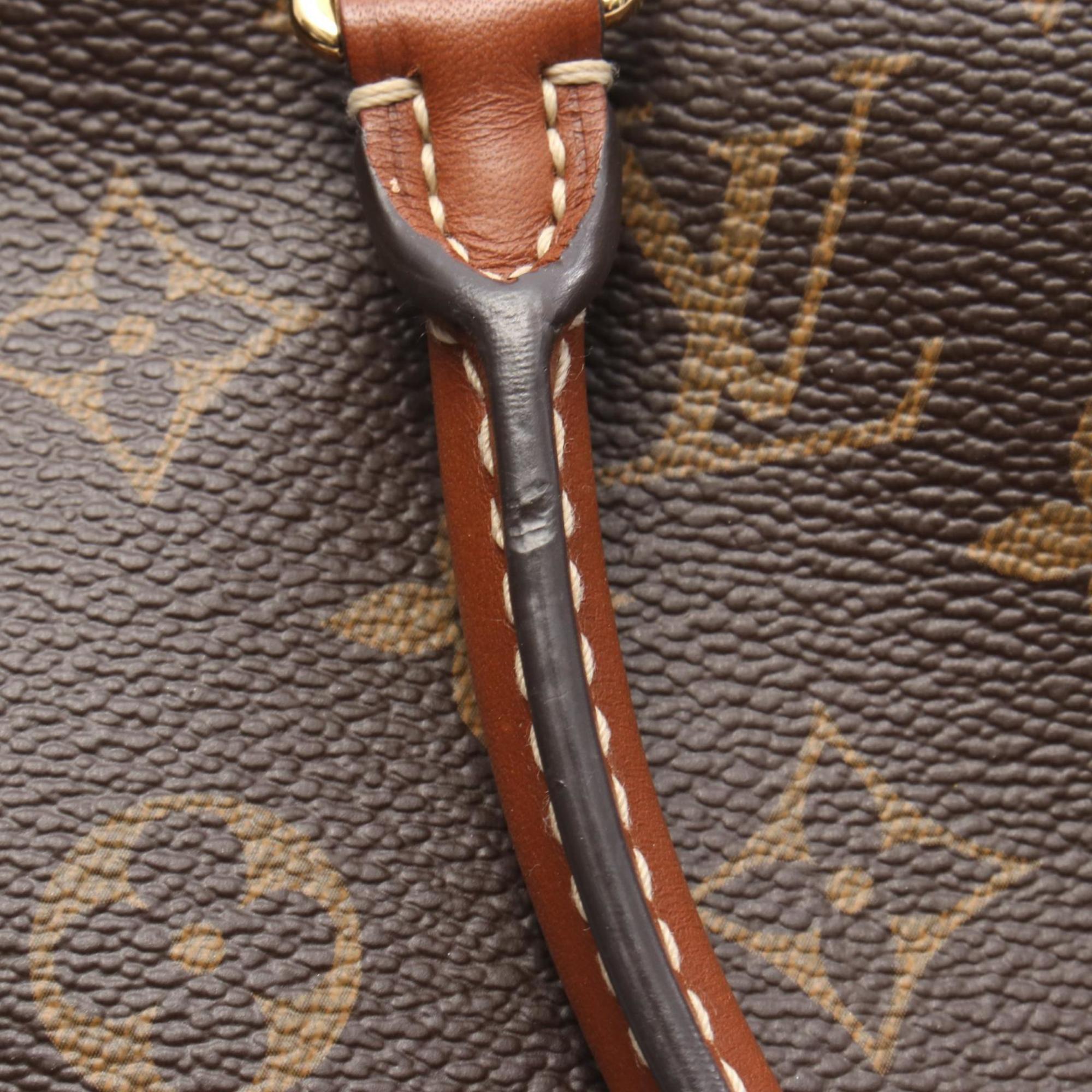Louis Vuitton Black Brown Monogram Coated Canvas Leather Handbag