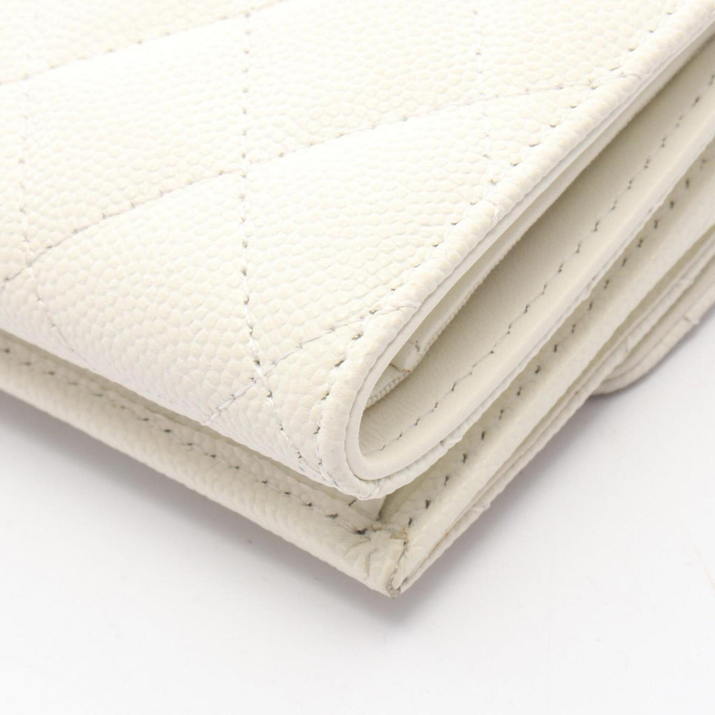 Chanel White Grained Calfskin Wallet (Tri-Fold)