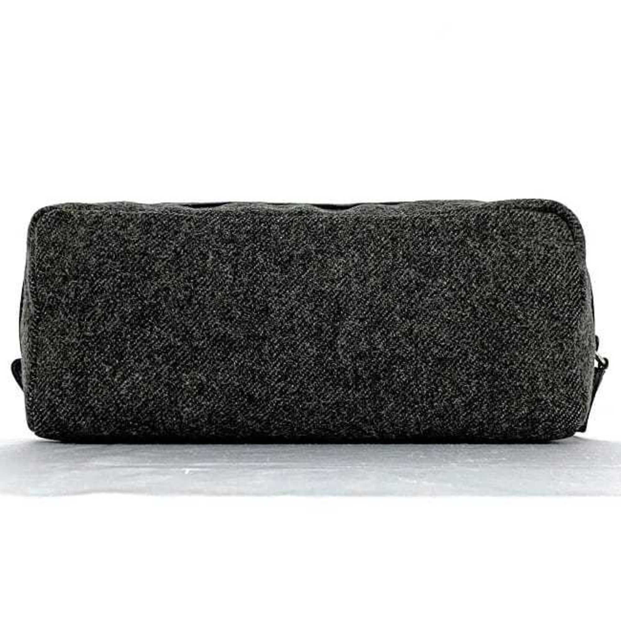 Prada Gray Tweed Wool Nylon Pouch