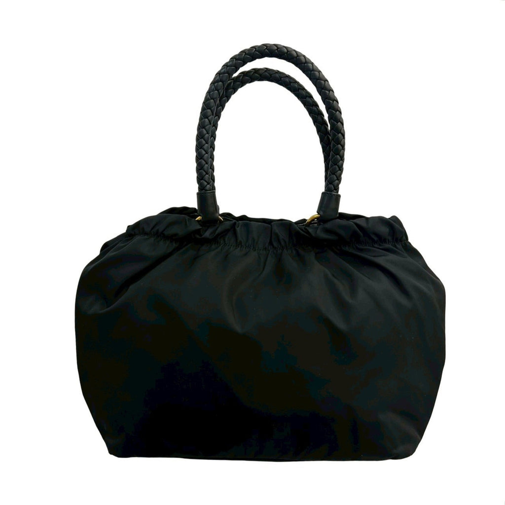Prada Black Nylon Leather Handbag Shoulder Bag