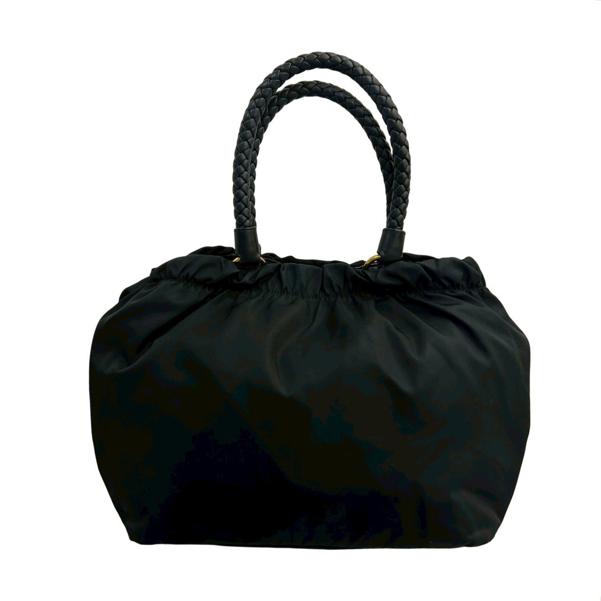 Prada Black Nylon Leather Handbag Shoulder Bag
