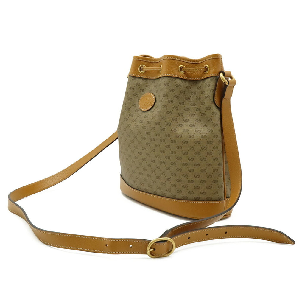 Gucci Beige Light Brown Coated Canvas Leather Shoulder Bag (Pre-Owned)