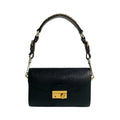 Prada Black Brown Tweed Leather Handbag Shoulder Bag