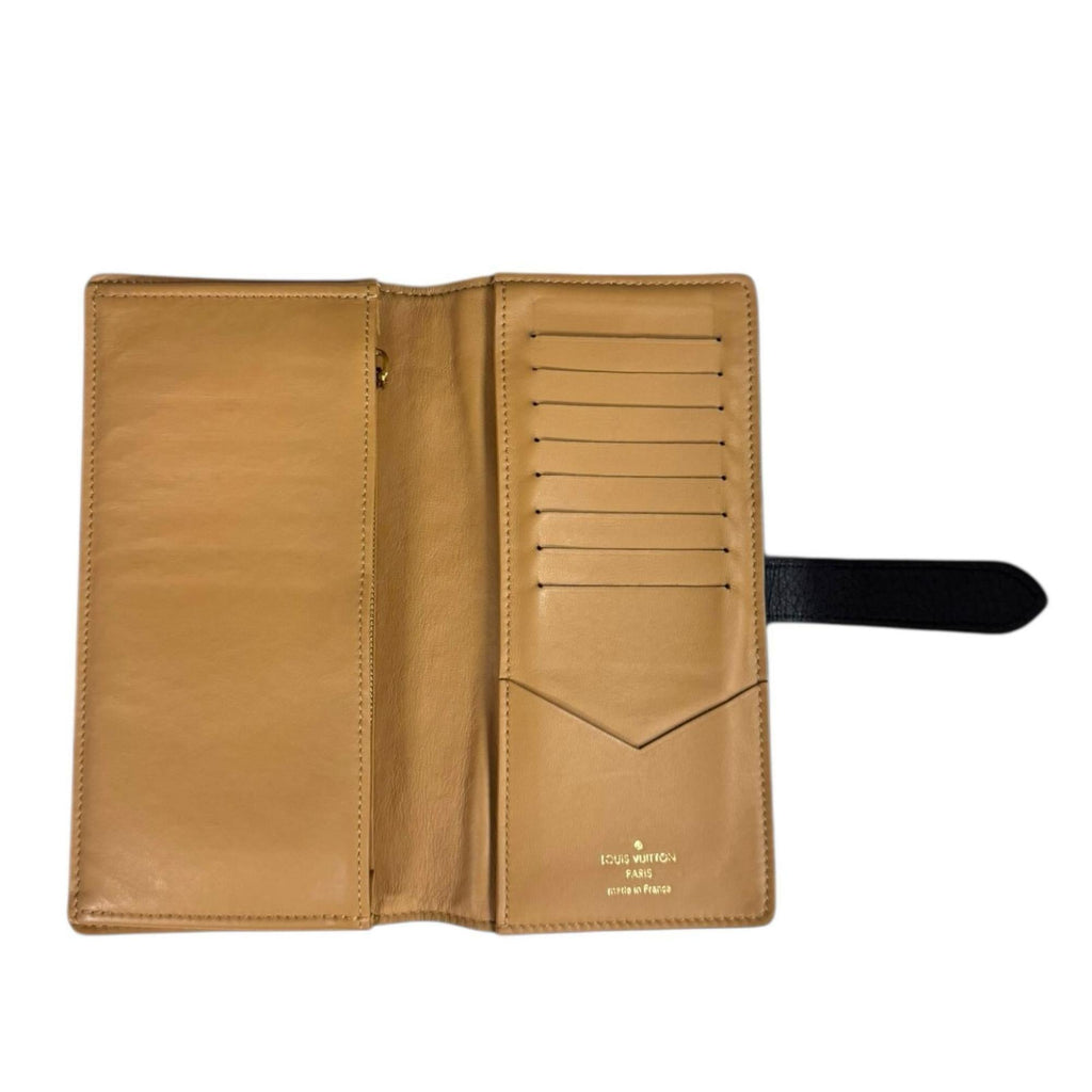 Louis Vuitton Black Noir Leather Long Wallet (Tri-Fold)