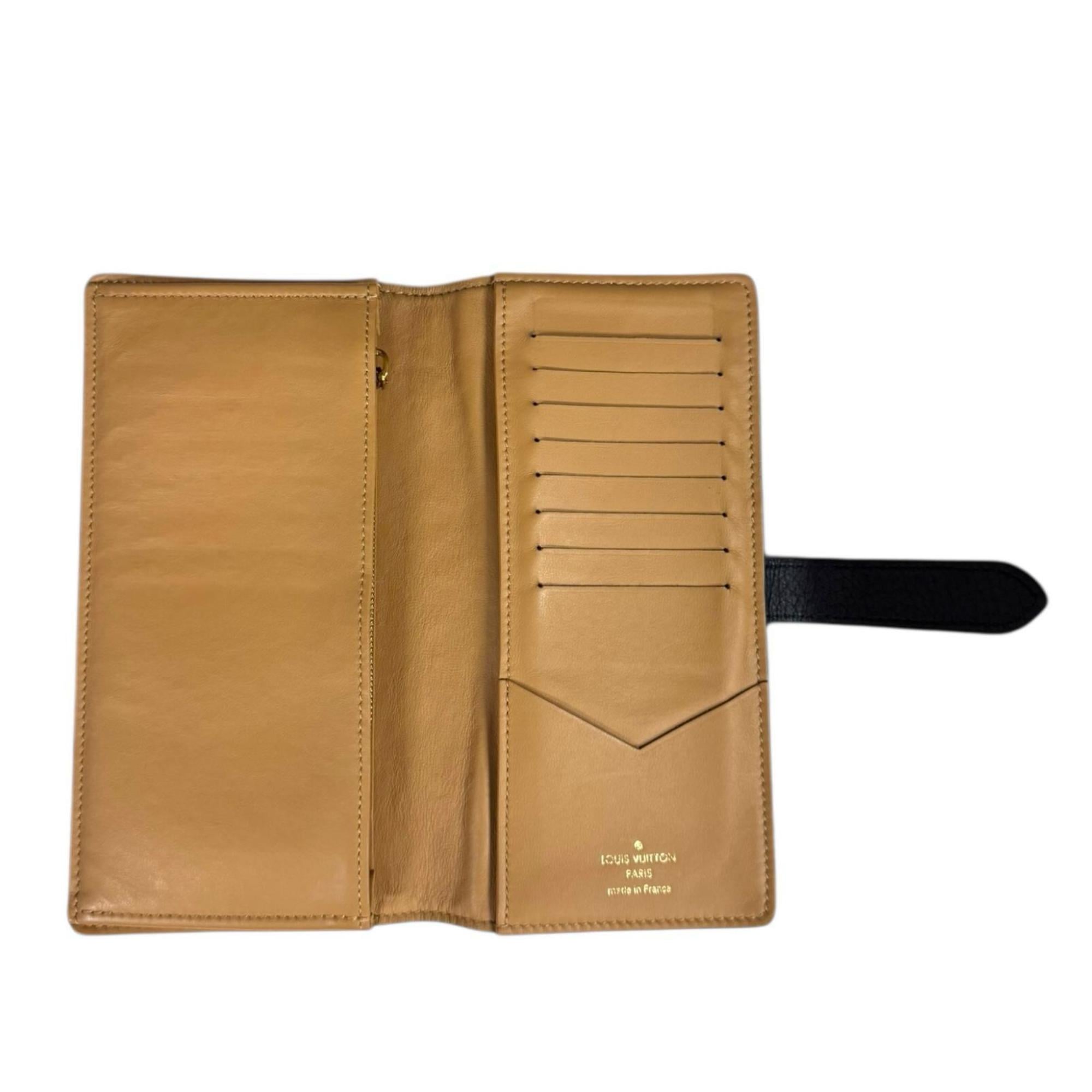 Louis Vuitton Black Noir Leather Long Wallet (Tri-Fold)