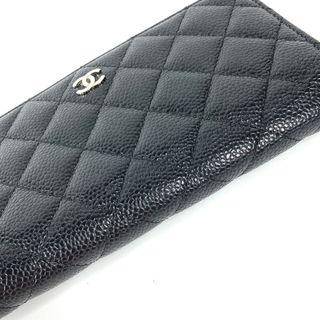 Chanel Black Leather Long Wallet (Bi-Fold)