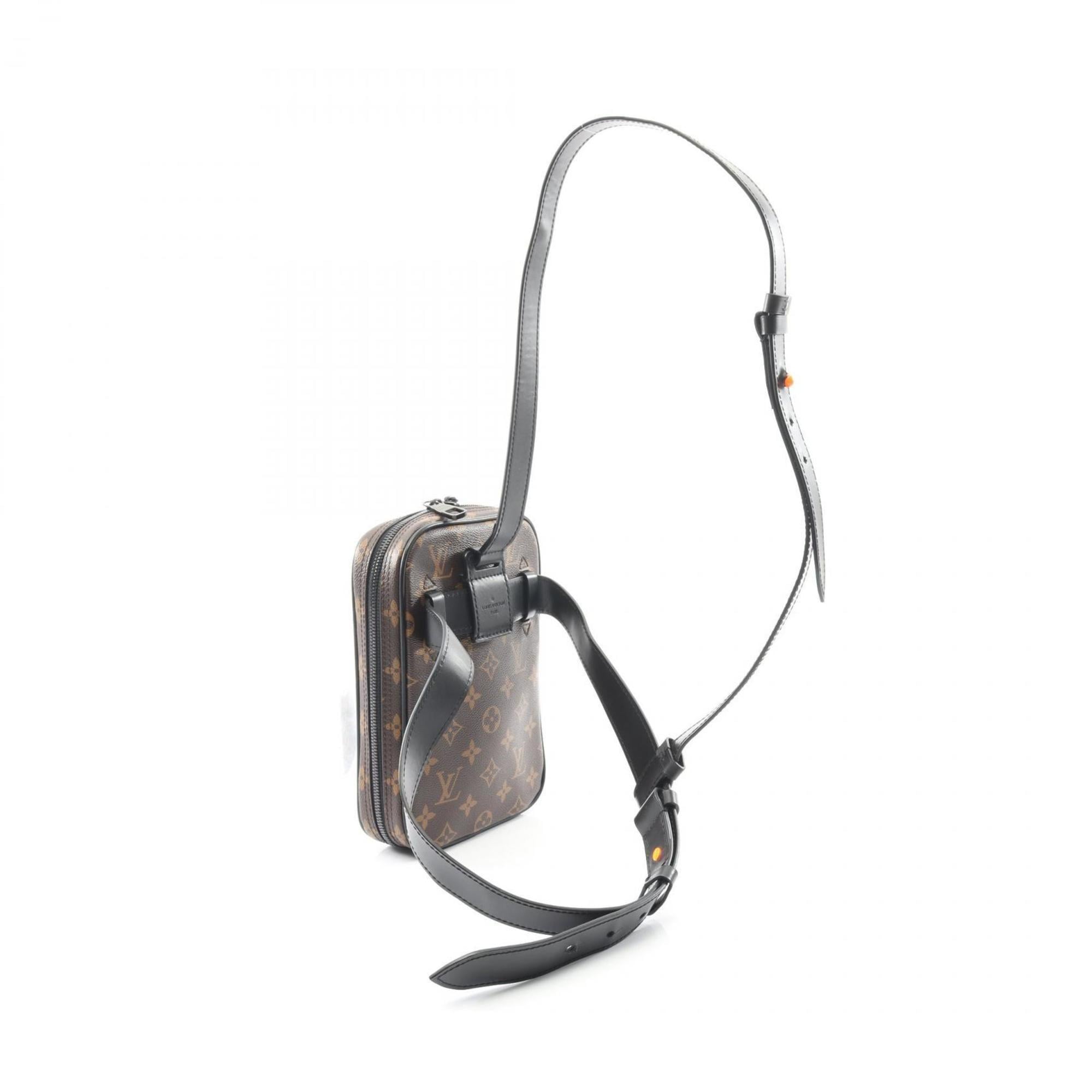 Louis Vuitton Black Brown Monogram Macassar Coated Canvas Leather Fanny Pack Sling Bag