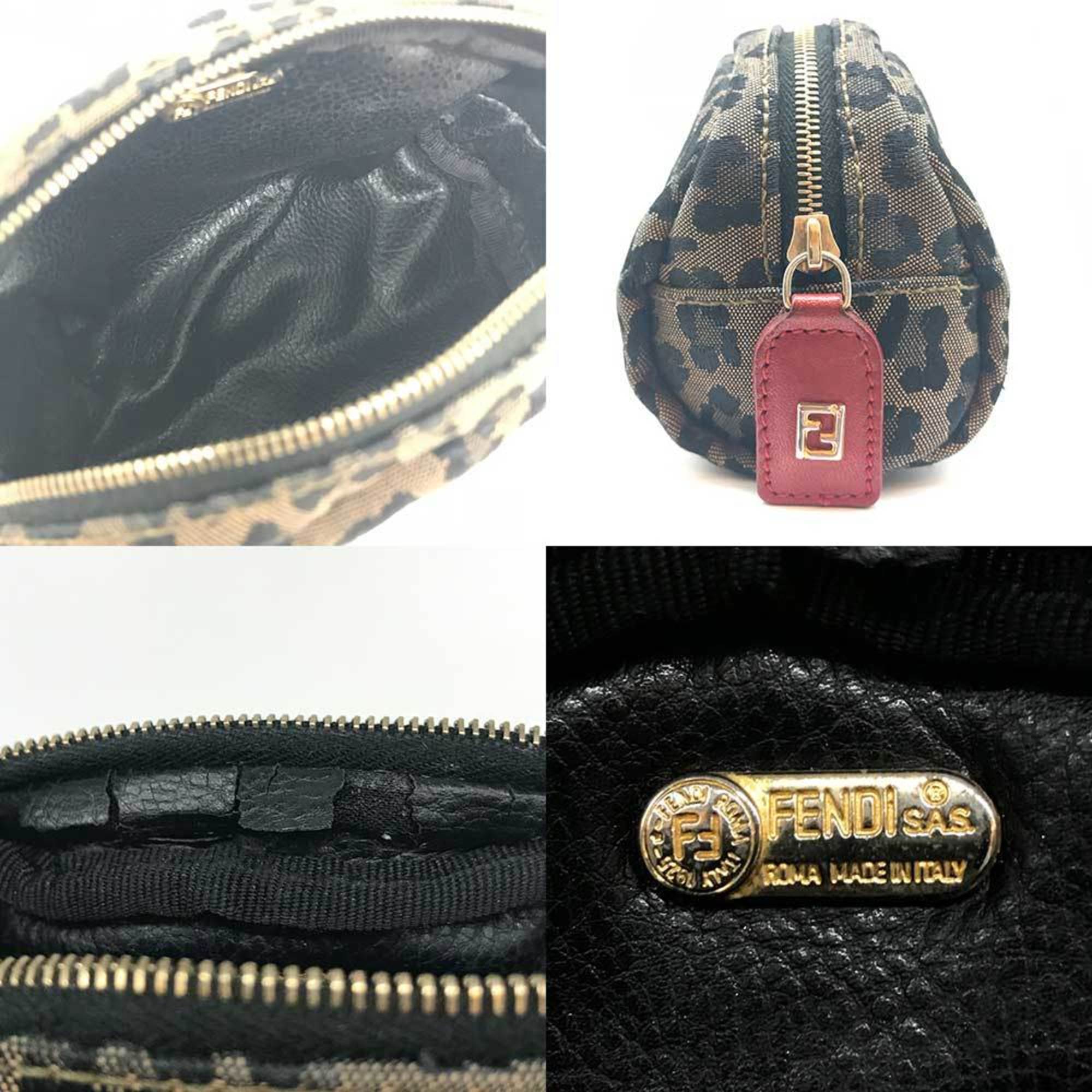 Fendi Brown Canvas Leather Pouch