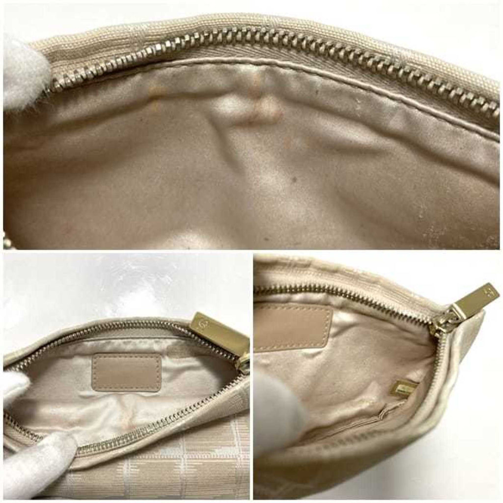 Chanel New Travel Line Beige Nylon Leather Pouch