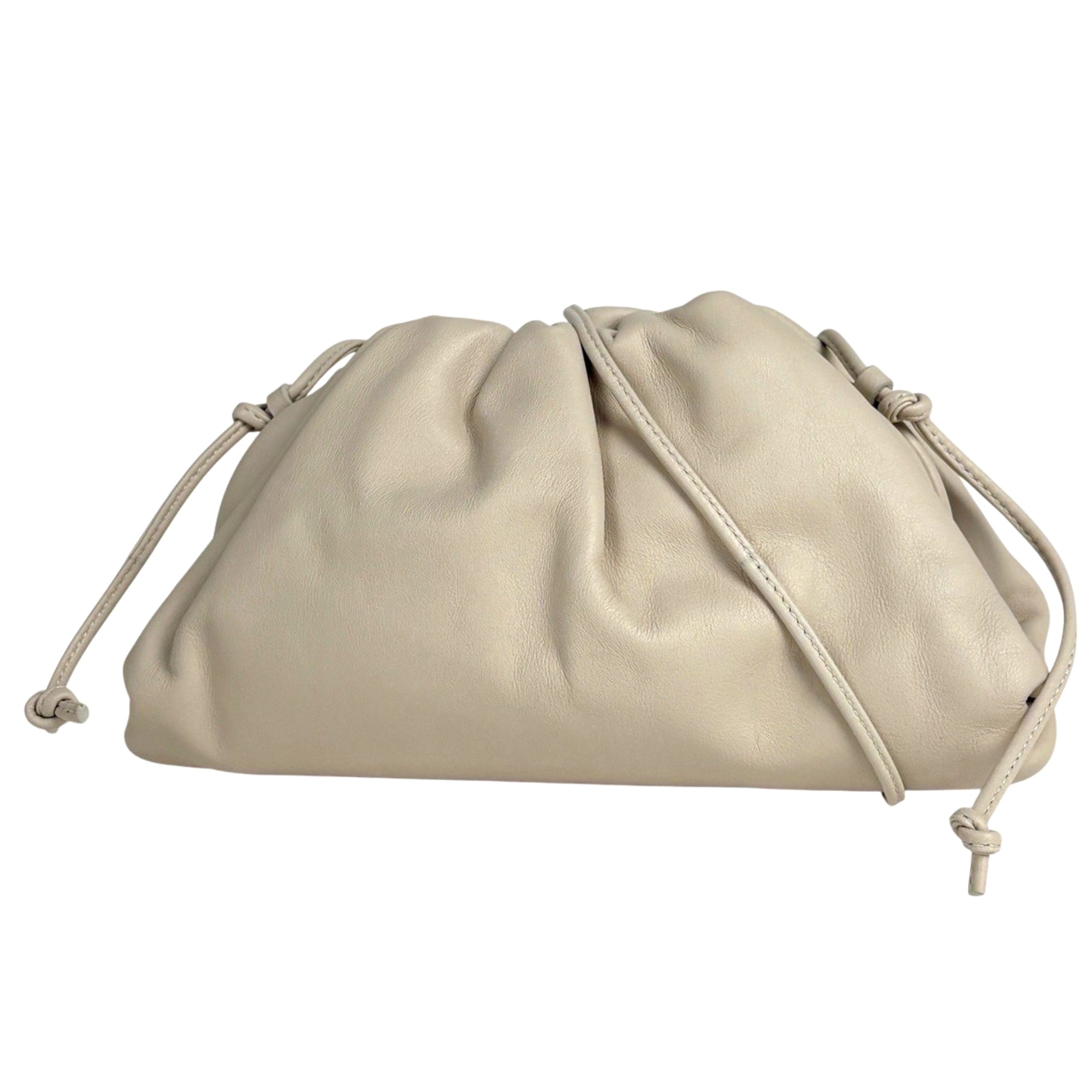 Bottega Veneta Ivory Leather Pouch Shoulder Bag