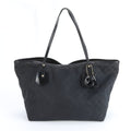 Gucci Black Leather Canvas Tote Bag (Pre-Owned)