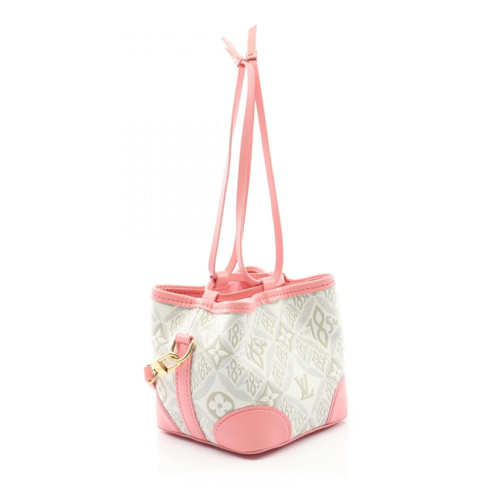 Louis Vuitton Pink White Canvas Leather Handbag