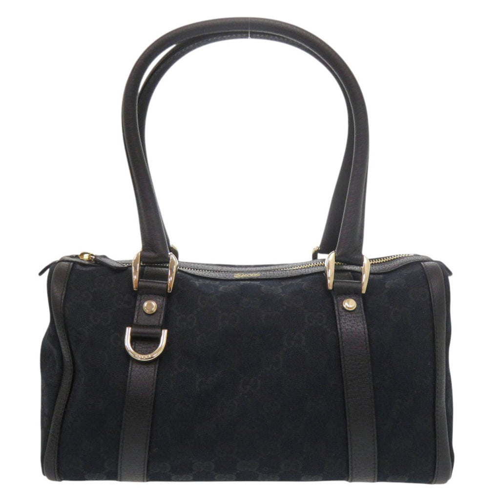 Gucci Black Gg Canvas Leather Handbag (Pre-Owned)