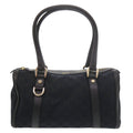 Gucci Black Gg Canvas Leather Handbag (Pre-Owned)