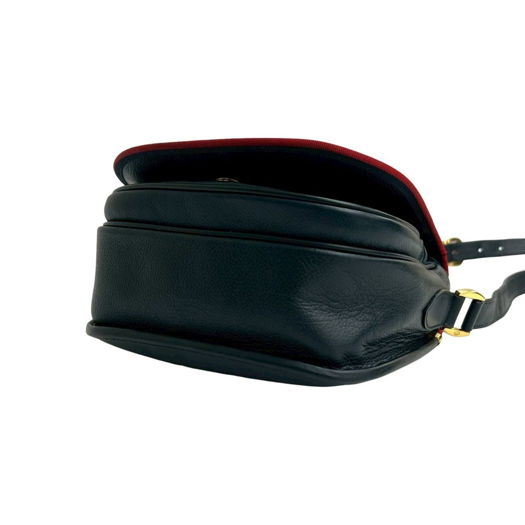 Gucci Navy Red Color Leather Pochette Shoulder Bag (Pre-Owned)