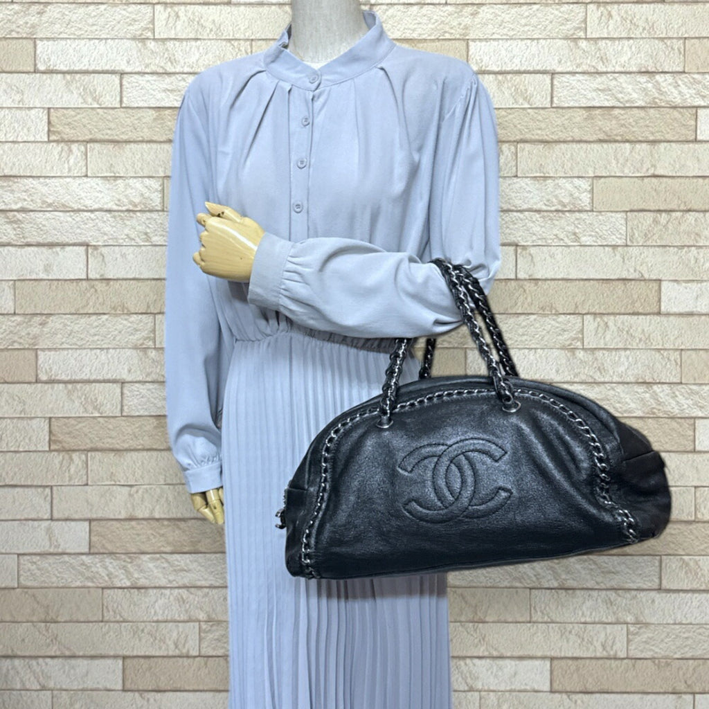 Chanel Black Leather Boston Bag