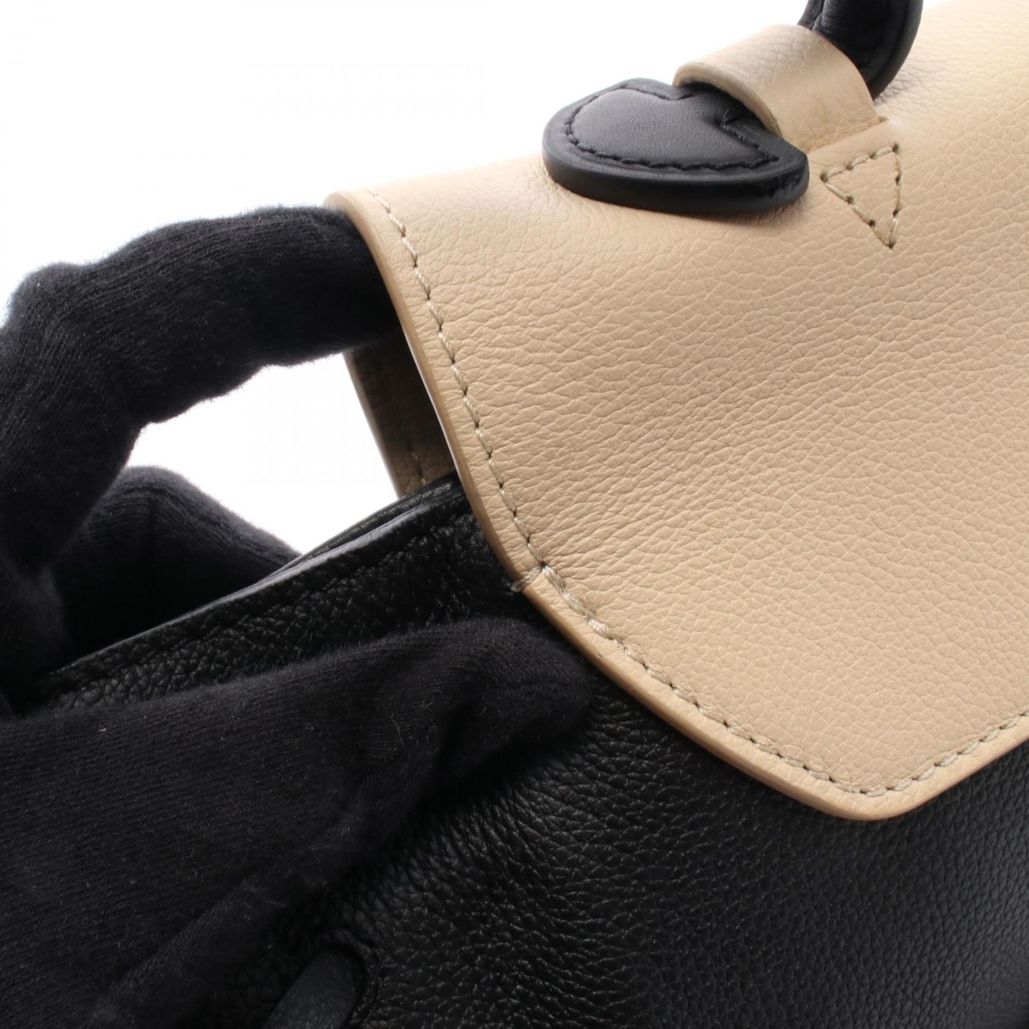 Louis Vuitton Black Ivory Leather Handbag