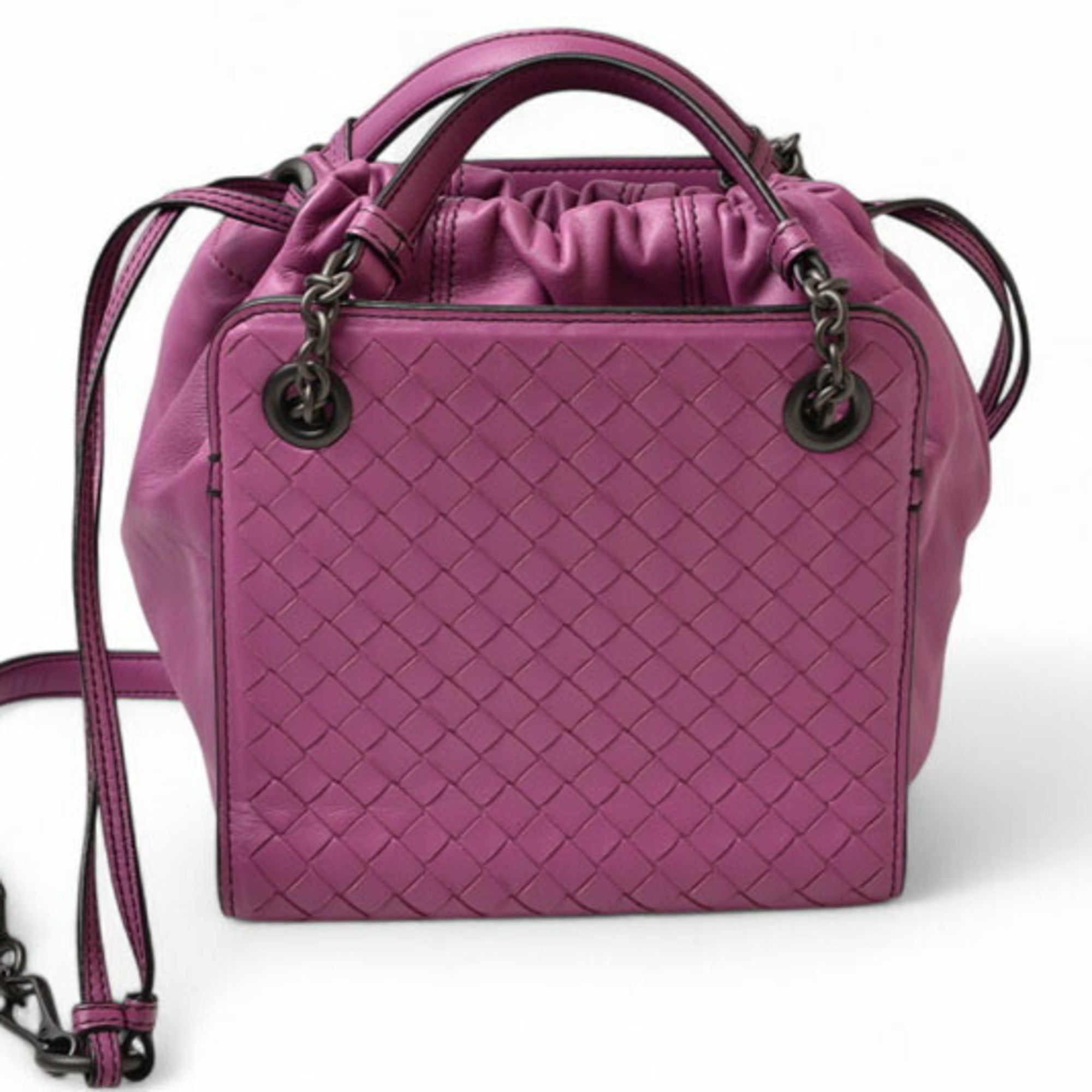 Bottega Veneta Purple Leather Handbag Shoulder Bag