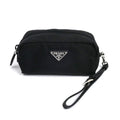 Prada Black Leather Nylon Pouch