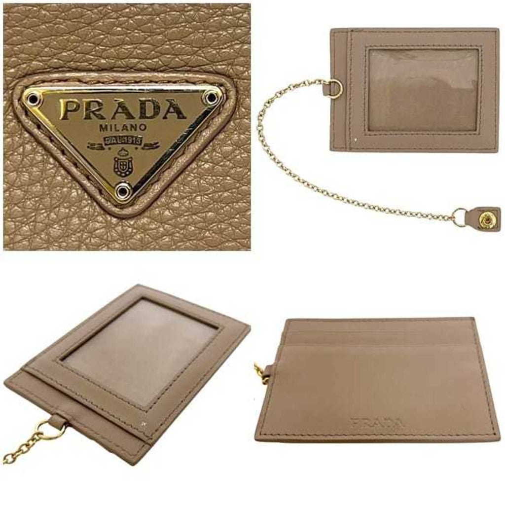 Prada Beige Leather Long Wallet (Bi-Fold)