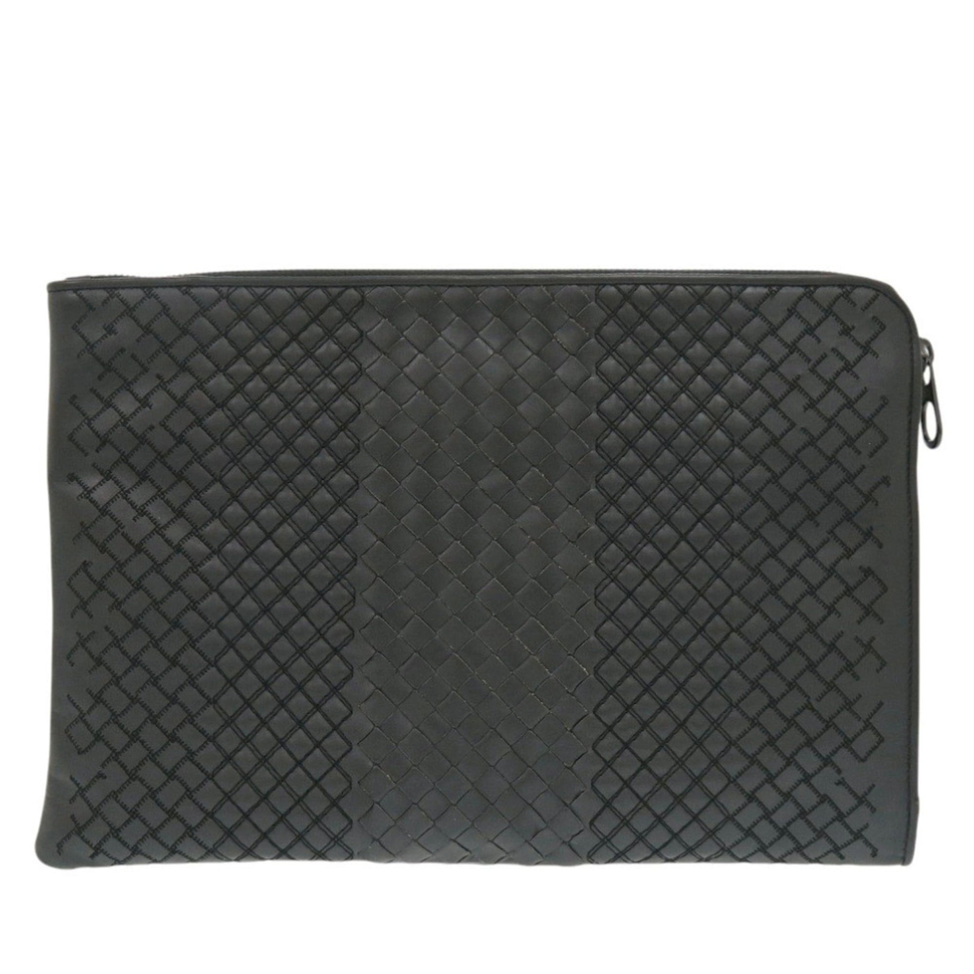 Bottega Veneta Gray Intrecciato Clutch Bag