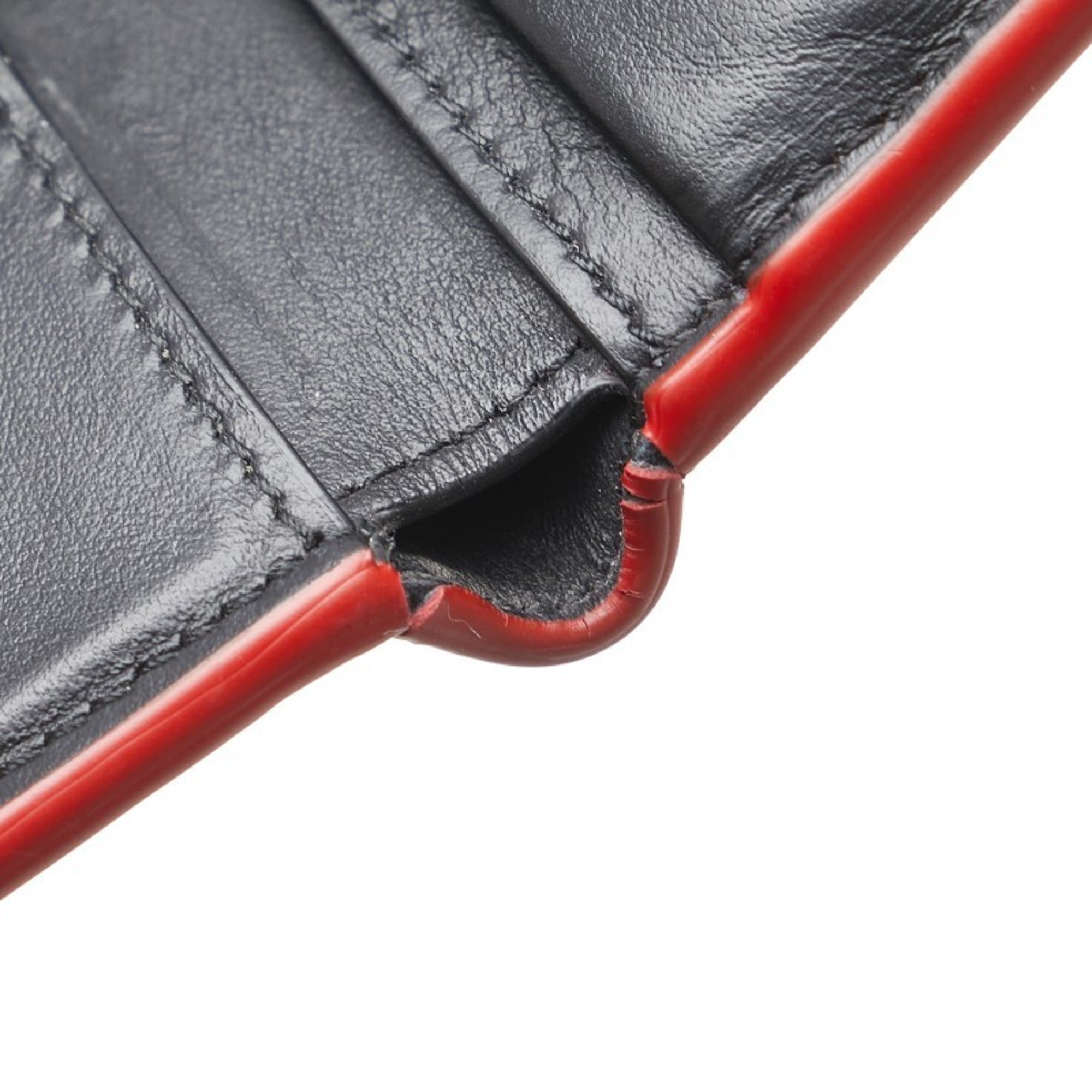Bottega Veneta Black Red Color Leather Wallet (Bi-Fold)