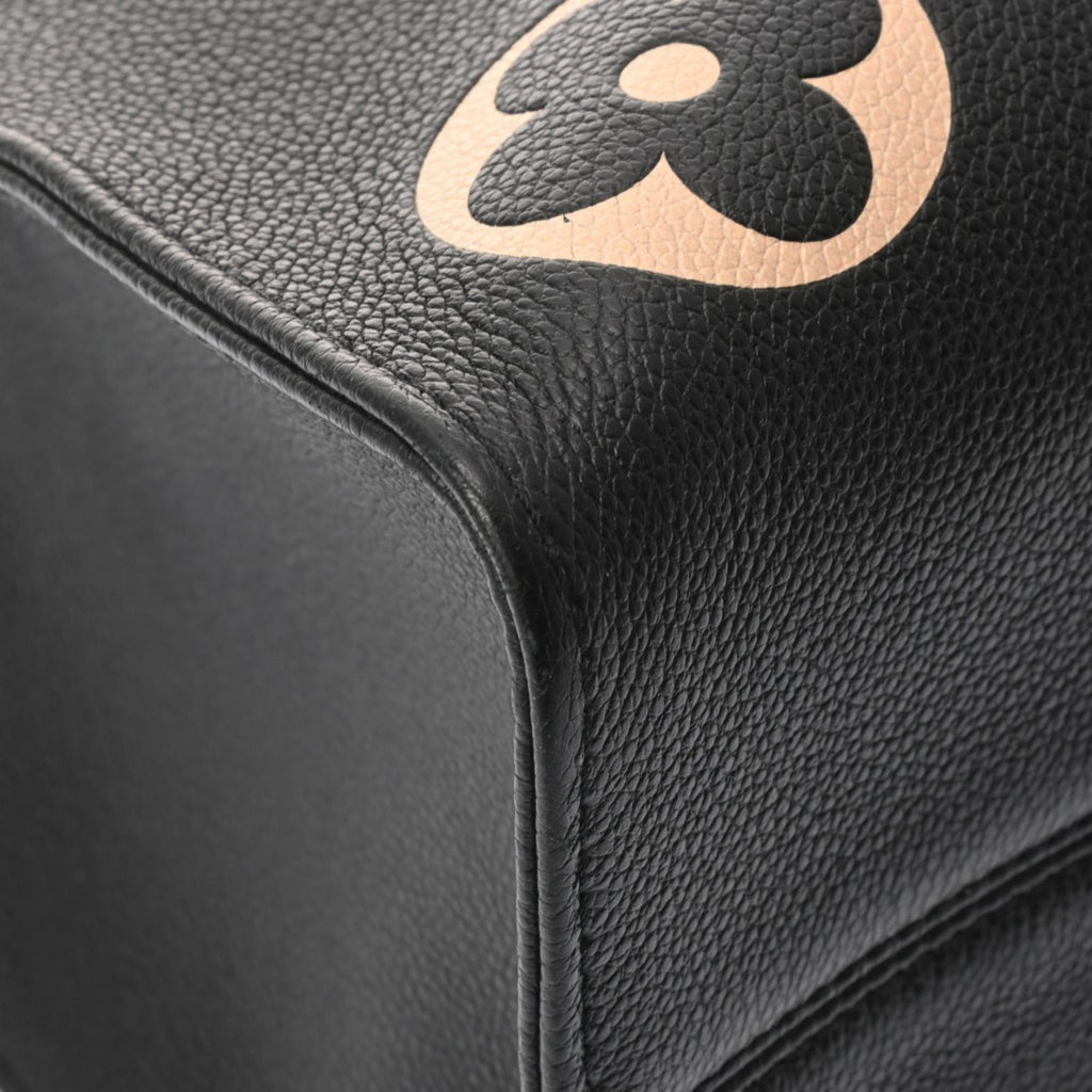 Louis Vuitton Beige Black Leather Handbag