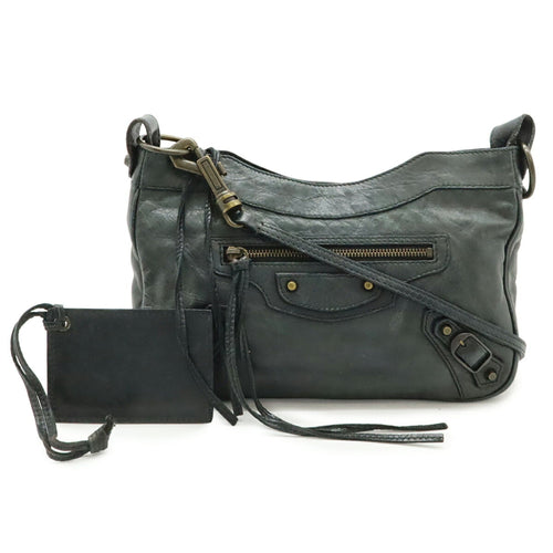 Balenciaga Hip Dark Green Leather Pochette Shoulder