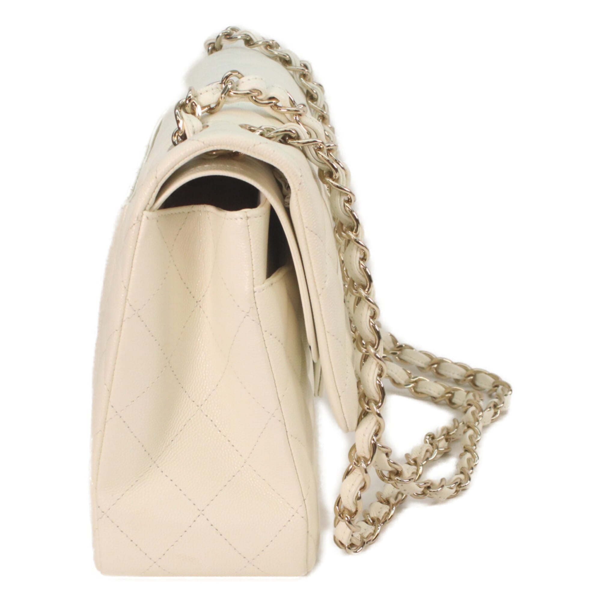 Chanel Ivory Grained Calfskin Shoulder Bag