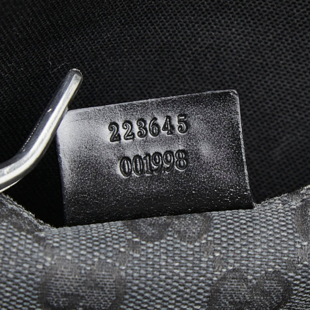 Gucci Black Canvas Leather Messenger Bag Shoulder Bag (Pre-Owned)